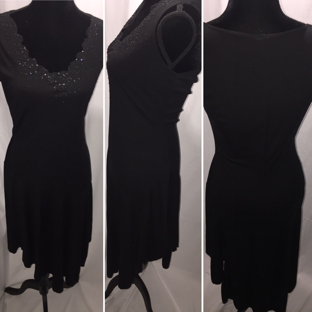 P S PerSeption  Black dress with beading SZ: L
